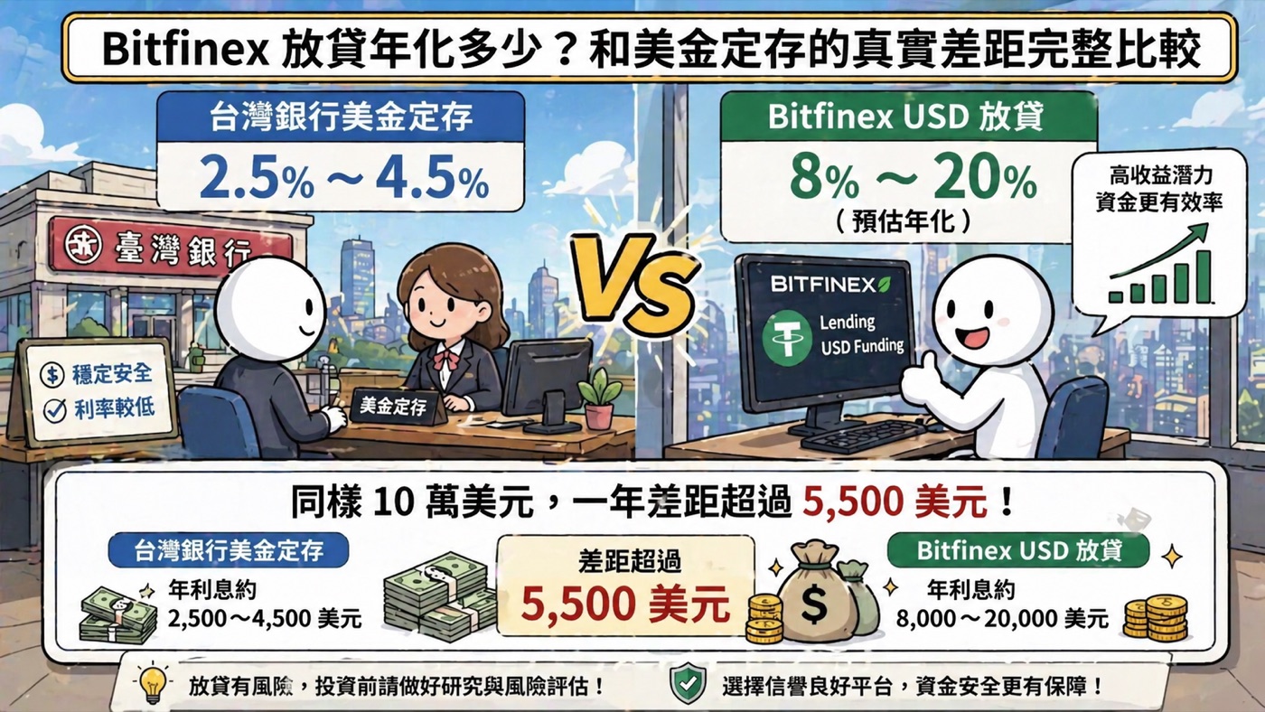 Bitfinex放貸年化多少?和美元定存的真實差距完整比較