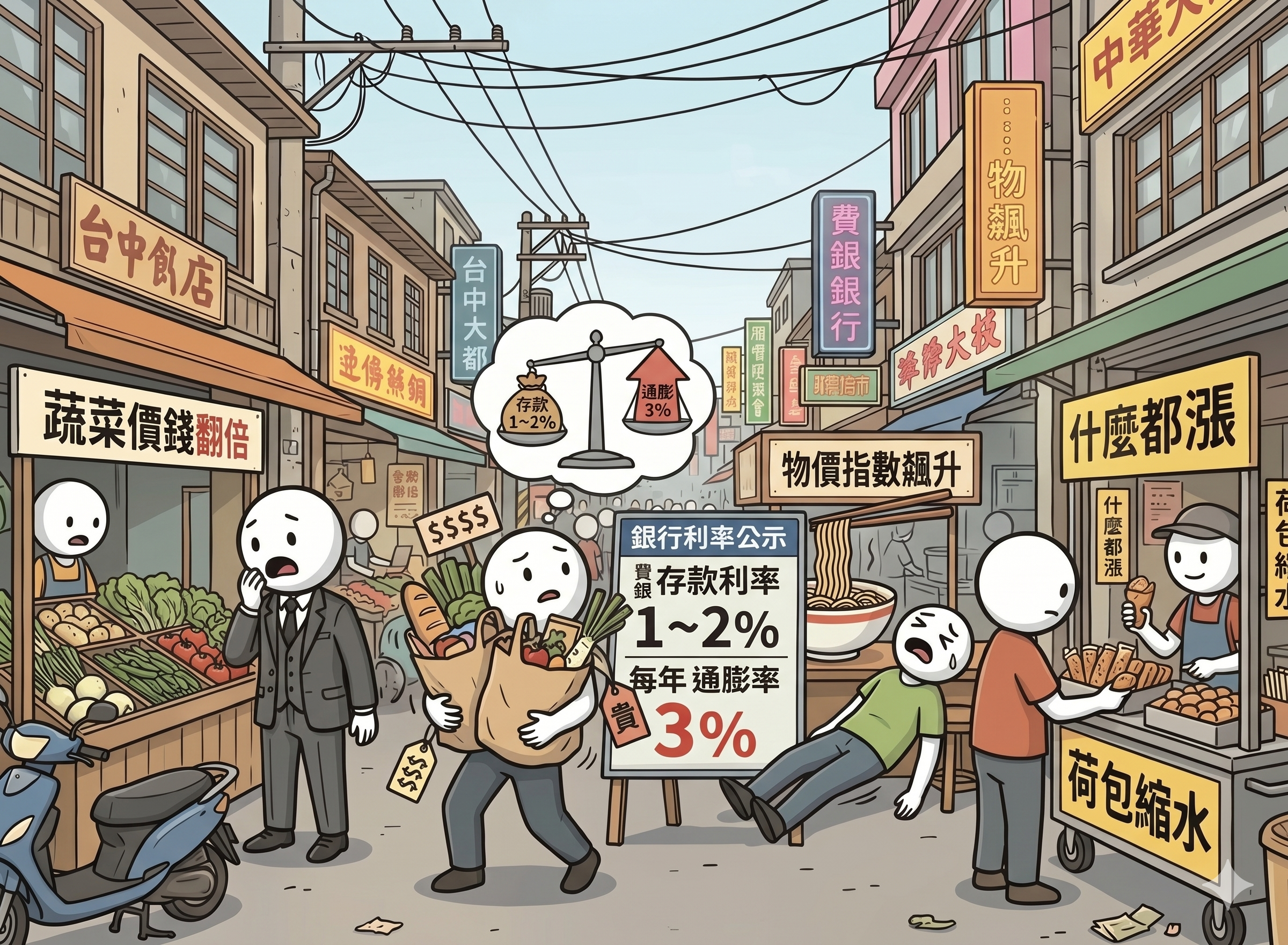 每年3%的通膨，但銀行利率只有1~2%